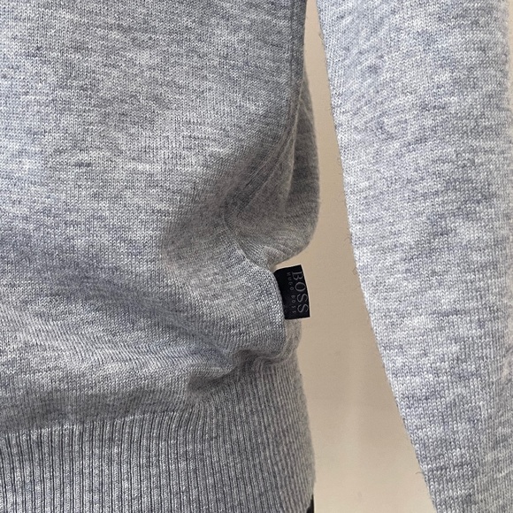 New Hugo Boss Sweater S size Half Zip Buttons Gray Pullover - Picture 5 of 7